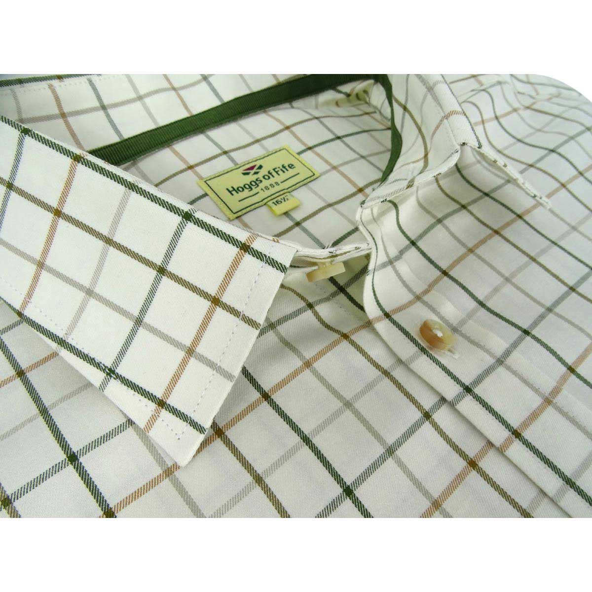 Hoggs of Fife Balmoral Luxury Tattersall Shirt - green/brown collar Hoggs of Fife Balmoral Luxury Tattersall Shirt - green/brown collar