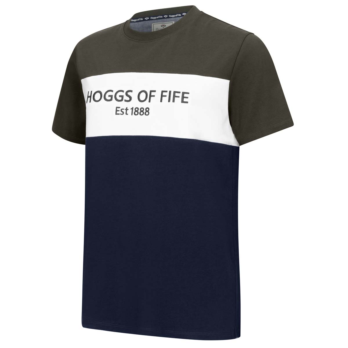 Hoggs of Fife Dalbeattie Colour Block T-Shirt - Forest/White/Navy Hoggs of Fife Dalbeattie Colour Block T-Shirt - Forest/White/Navy