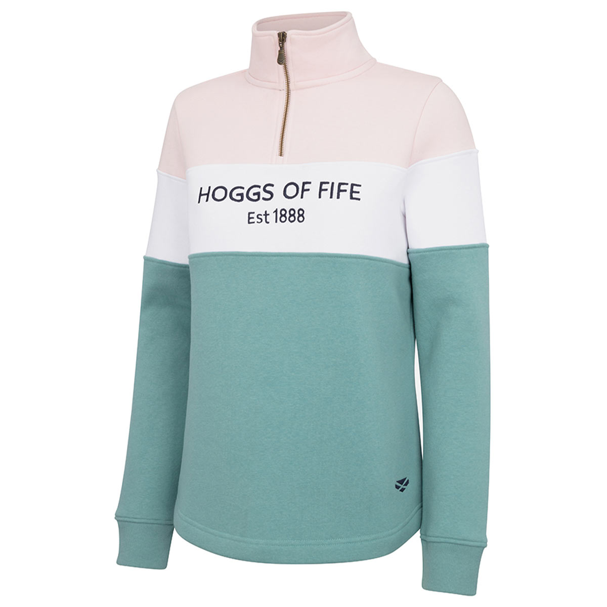 Hoggs of Fife Dumfries 1888 Ladies Quarter Zip Sweatshirt - Mineral Blue/Pink Hoggs of Fife Dumfries 1888 Ladies Quarter Zip Sweatshirt - Mineral Blue/Pink