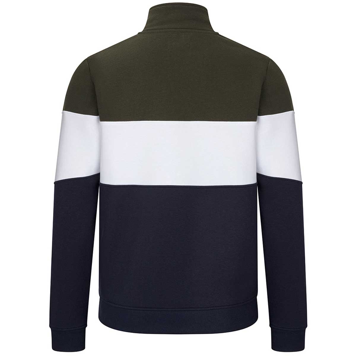 Hoggs of Fife Dumfries 1888 Quarter Zip Sweatshirt - Forest/White/Navy - Rear Hoggs of Fife Dumfries 1888 Quarter Zip Sweatshirt - Forest/White/Navy - Rear