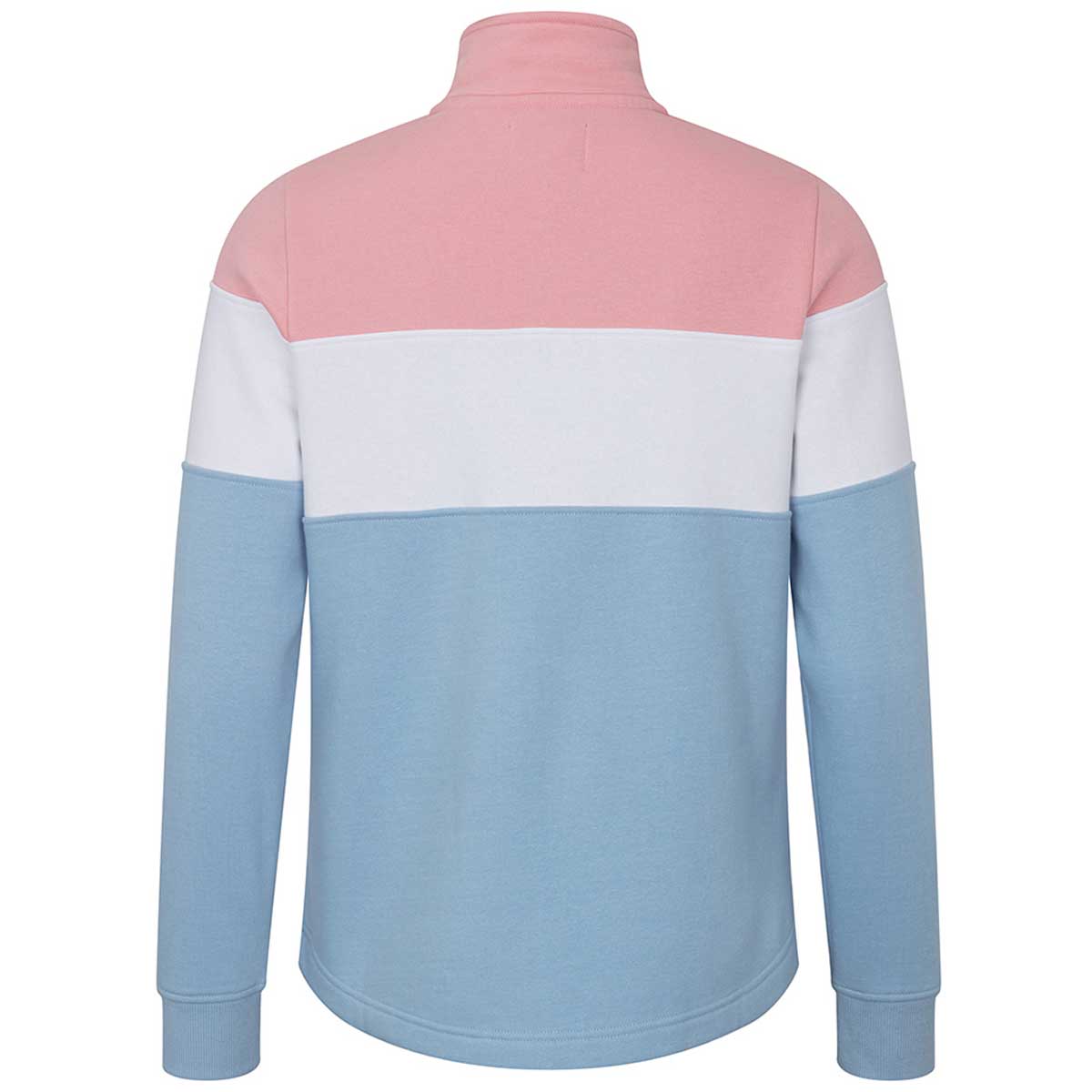 Hoggs of Fife Dumfries Ladies 1888 Quarter Zip Sweatshirt - Pink/White/Blue - Rear Hoggs of Fife Dumfries Ladies 1888 Quarter Zip Sweatshirt - Pink/White/Blue - Rear