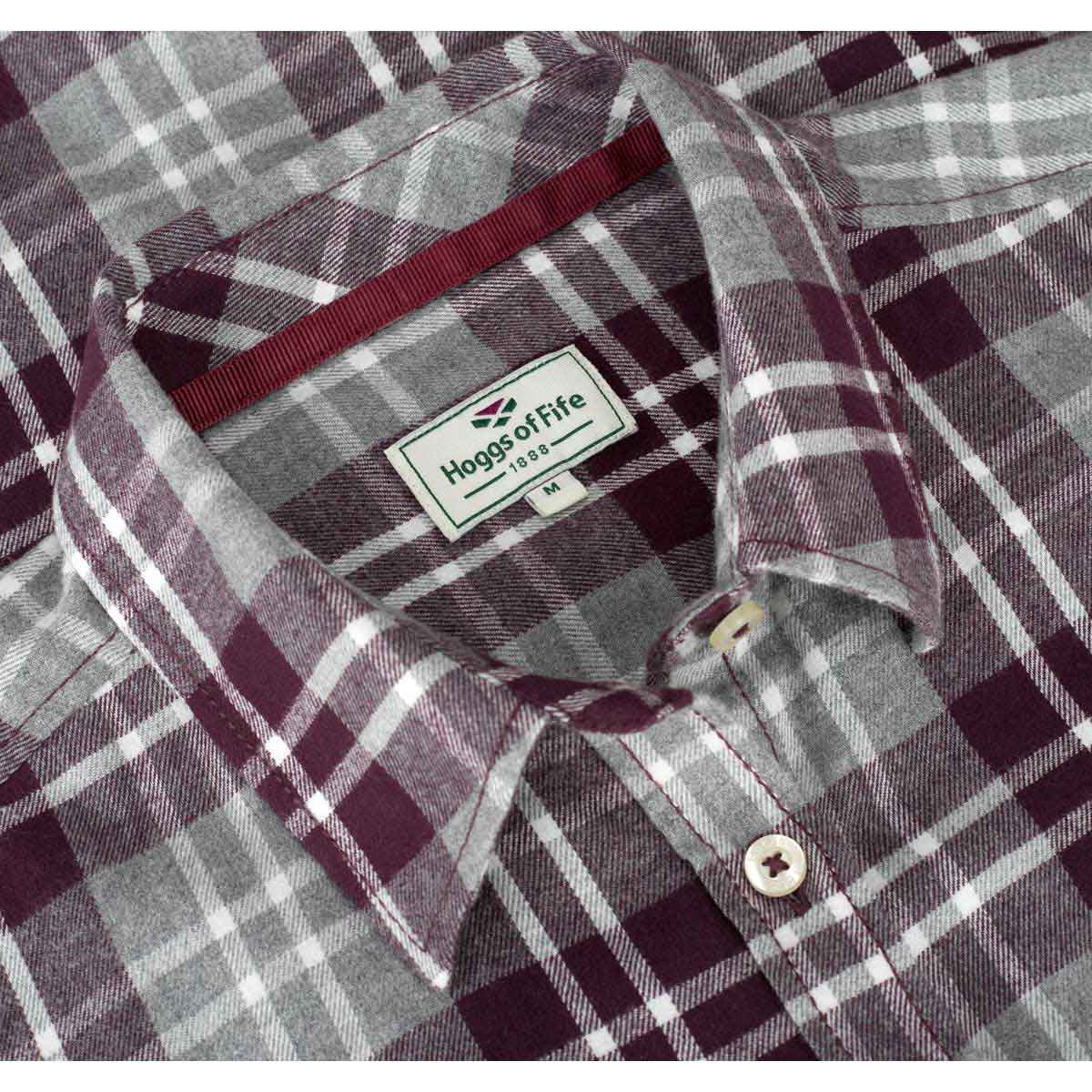 Hoggs of Fife Eilidh Ladies Flannel Shirt - merlot detail Hoggs of Fife Eilidh Ladies Flannel Shirt - merlot detail