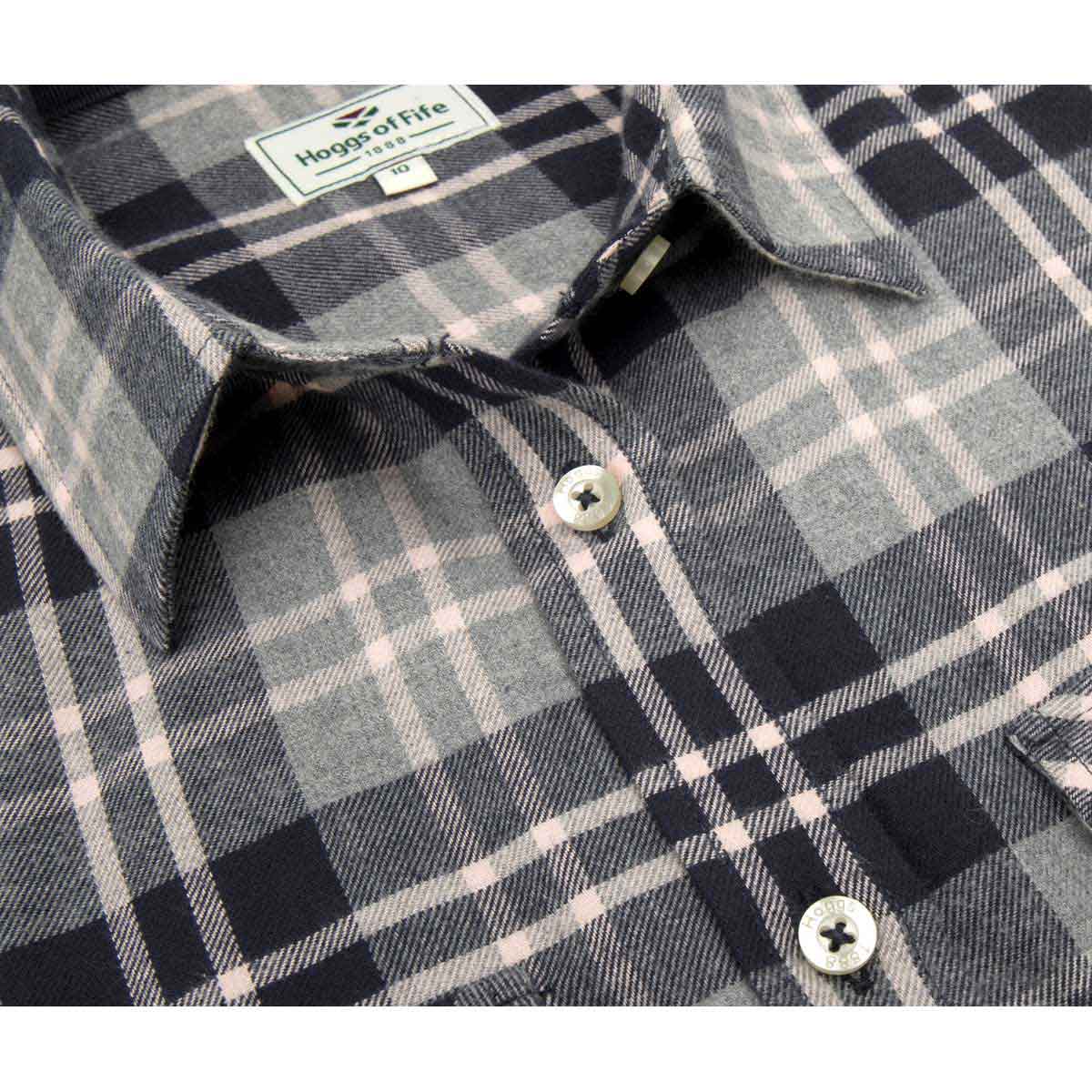 Hoggs of Fife Eilidh Ladies Flannel Shirt - navy detail Hoggs of Fife Eilidh Ladies Flannel Shirt - navy detail