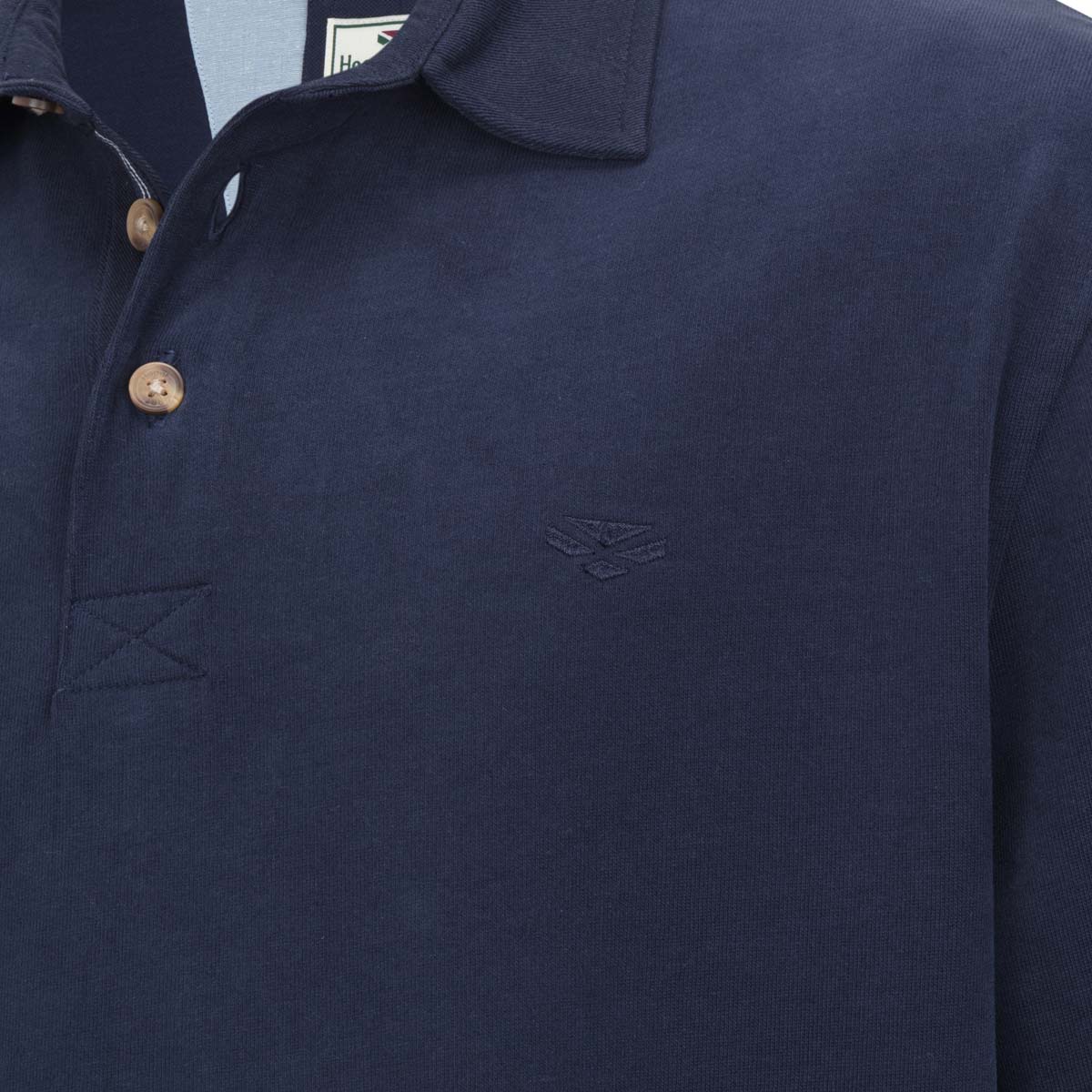 Hoggs of Fife Moffat Long Sleeve Rugby Shirt - Navy - Chest Detaail Hoggs of Fife Moffat Long Sleeve Rugby Shirt - Navy - Chest Detaail