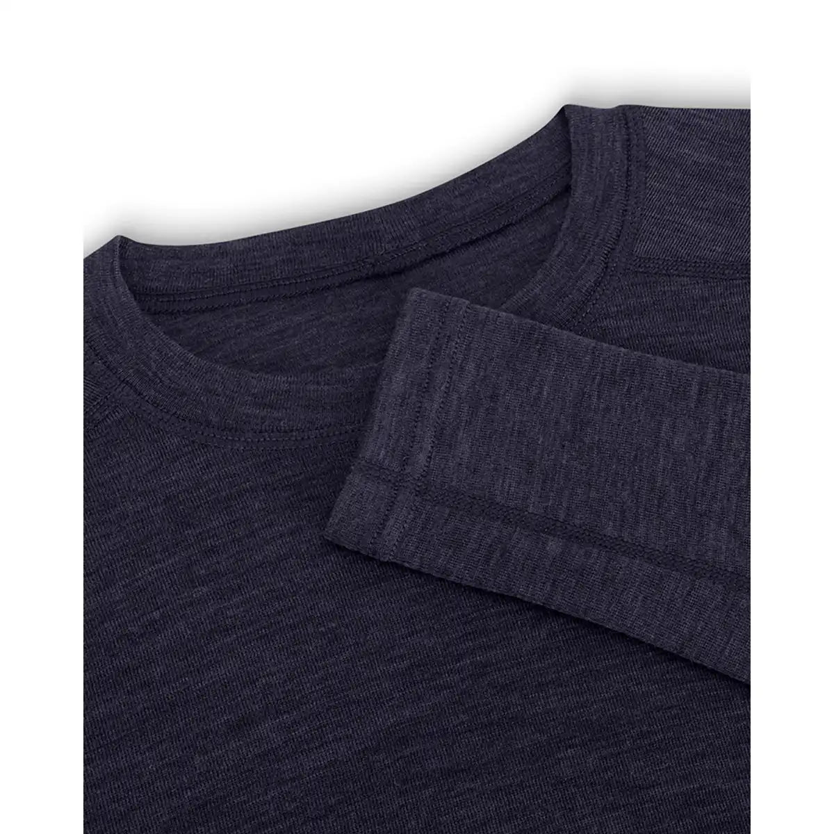 Hoggs of Fife 100% Merino Wool Crew Neck Long Sleeve Base Layer - Navy - Sleeve Detail Hoggs of Fife 100% Merino Wool Crew Neck Long Sleeve Base Layer - Navy - Sleeve Detail