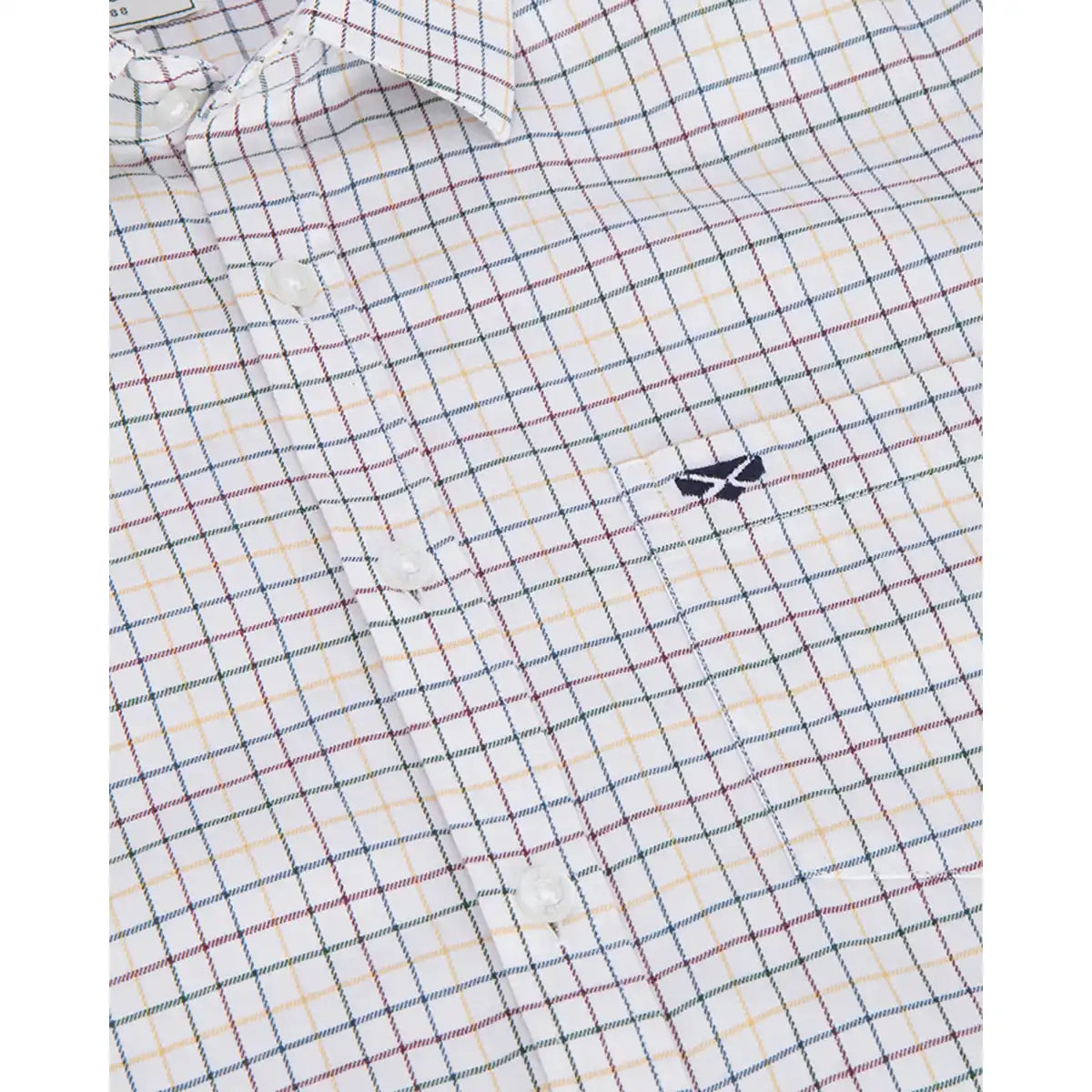 Hoggs of Fife Callum S/S Tattersall Shirt - Green/Gold - Detail Hoggs of Fife Callum S/S Tattersall Shirt - Green/Gold - Detail