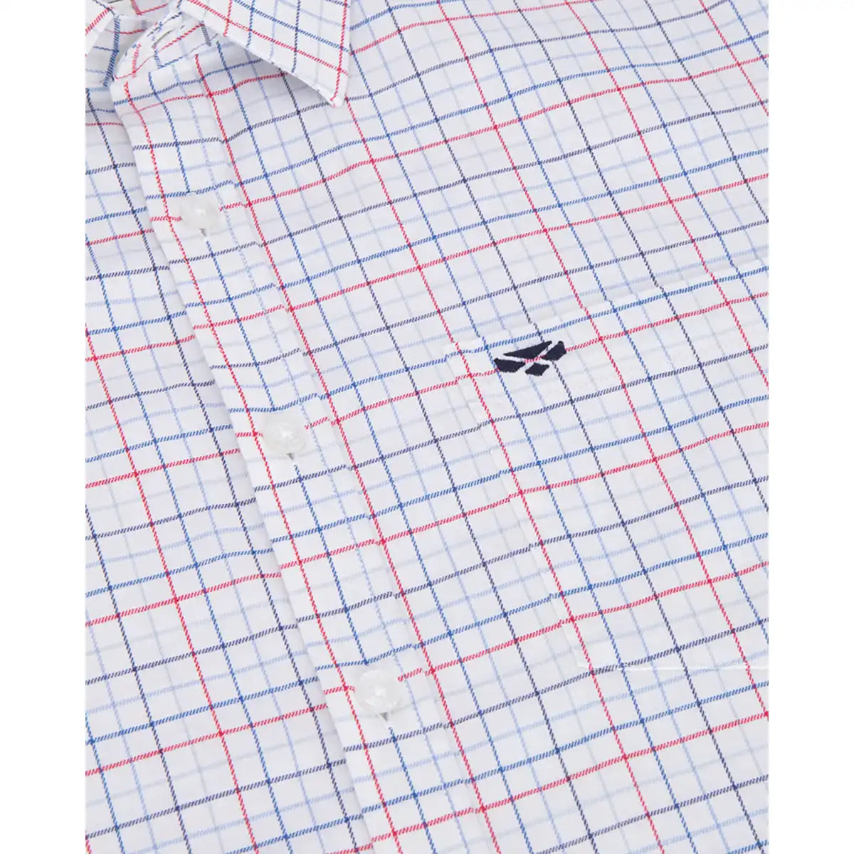 Hoggs of Fife Callum S/S Tattersall Shirt - Red/Sky - Detail Hoggs of Fife Callum S/S Tattersall Shirt - Red/Sky - Detail
