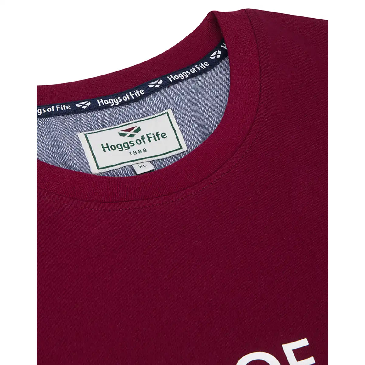 Hoggs of Fife Canonbie Printed T-Shirt - Burgundy - Neck Detail Hoggs of Fife Canonbie Printed T-Shirt - Burgundy - Neck Detail
