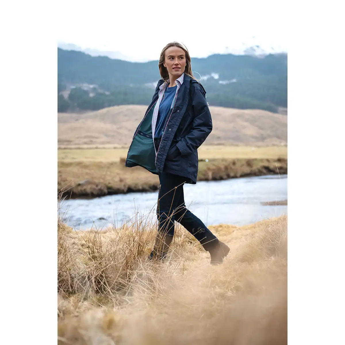 Hoggs of Fife Fara Waterproof Ladies Jacket - Navy - On Model Hoggs of Fife Fara Waterproof Ladies Jacket - Navy - On Model