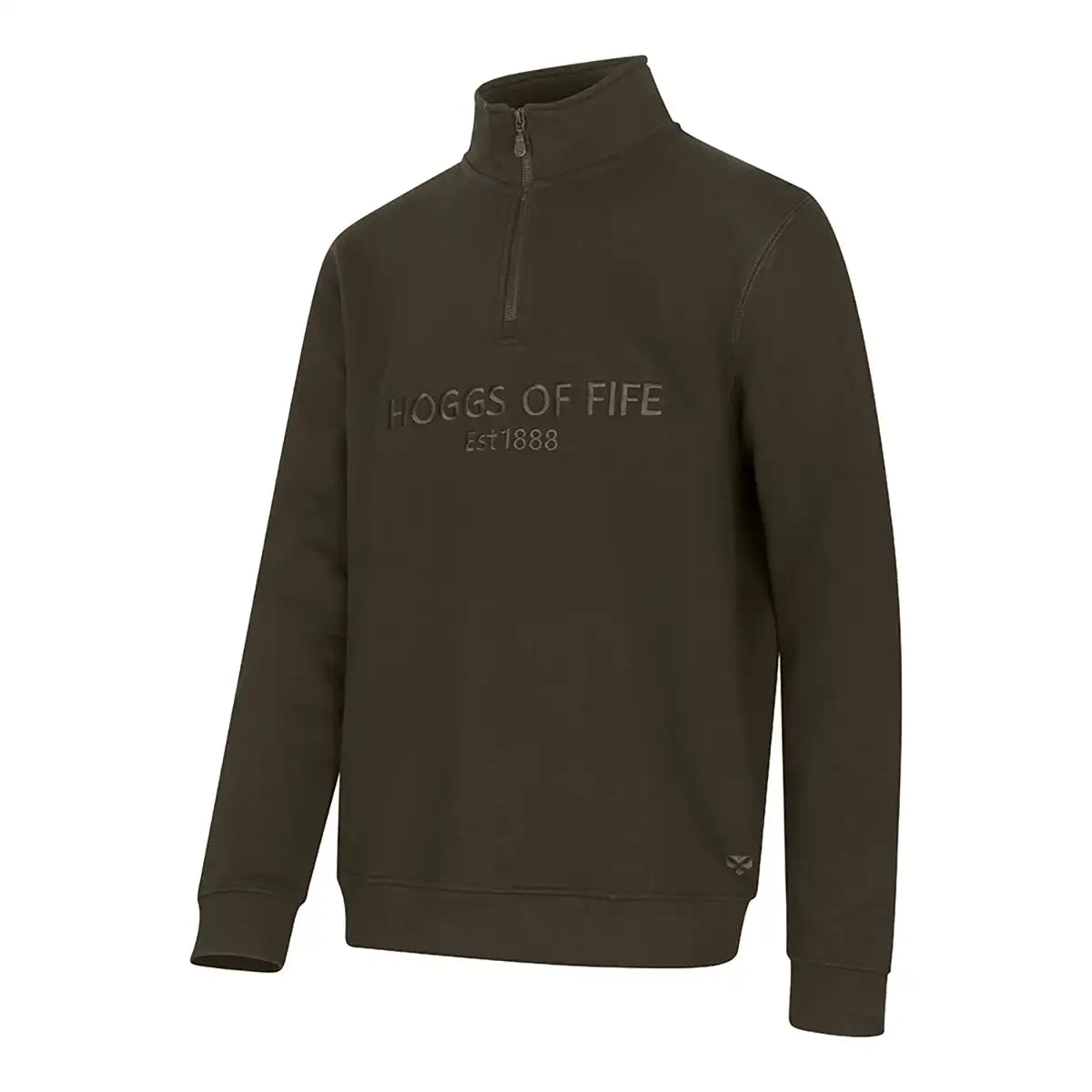 Hoggs of Fife Galloway 1888 Plain 1/4 Zip Sweatshirt - Forest - Front Hoggs of Fife Galloway 1888 Plain 1/4 Zip Sweatshirt - Forest - Front