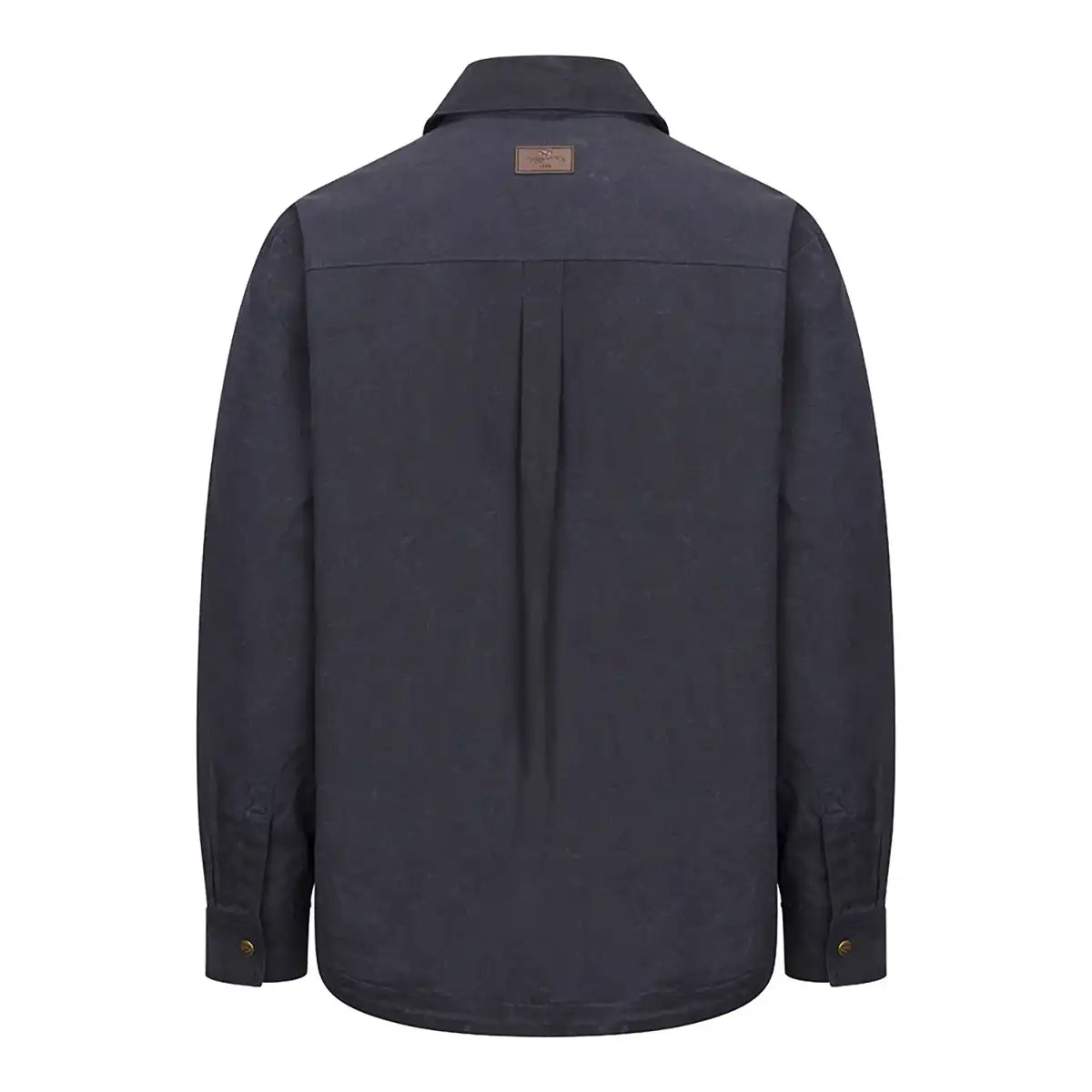 Hoggs of Fife Huntly Waxed Canvas Utility Overshirt - Navy - Back Hoggs of Fife Huntly Waxed Canvas Utility Overshirt - Navy - Back