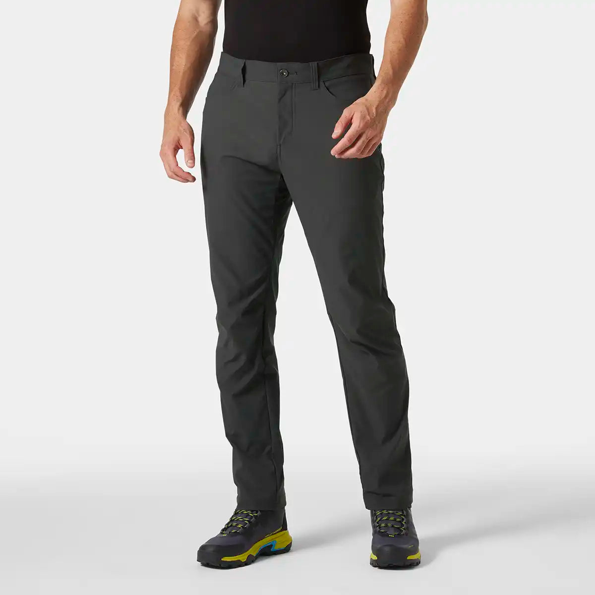 Helly Hansen Holmen 5 Pocket Pants 2.0- Ebony- on model front view Helly Hansen Holmen 5 Pocket Pants 2.0- Ebony- on model front view