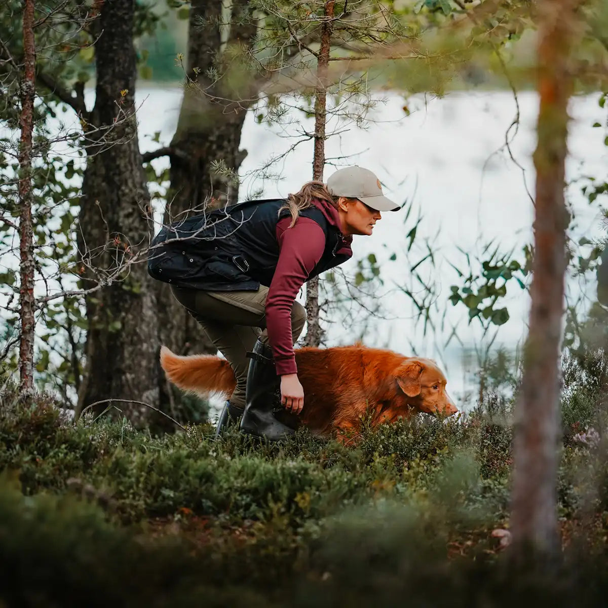 Pinewood Dog Sports Womens Trainer Vest- Black - lifestyle model use Pinewood Dog Sports Womens Trainer Vest- Black - lifestyle model use