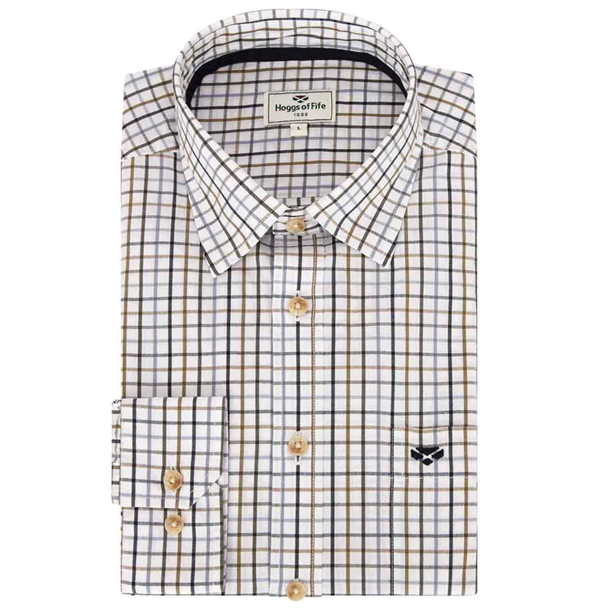 Hoggs of Fife Inverness Cotton Tattersall Shirt - Navy/Blue/Brown Hoggs of Fife Inverness Cotton Tattersall Shirt - Navy/Blue/Brown
