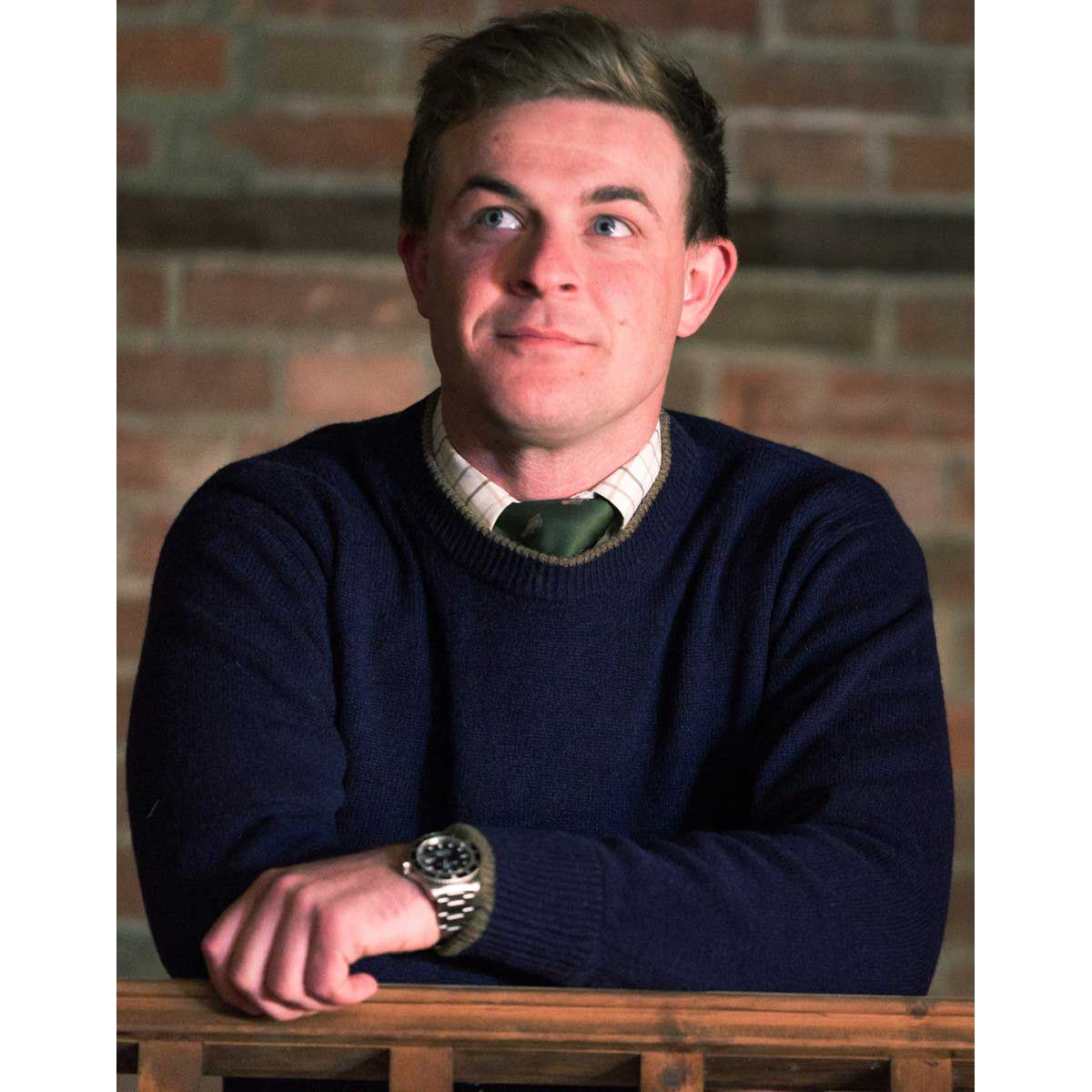 Jack Pyke Ashcombe Crewknit Pullover - navy on model Jack Pyke Ashcombe Crewknit Pullover - navy on model