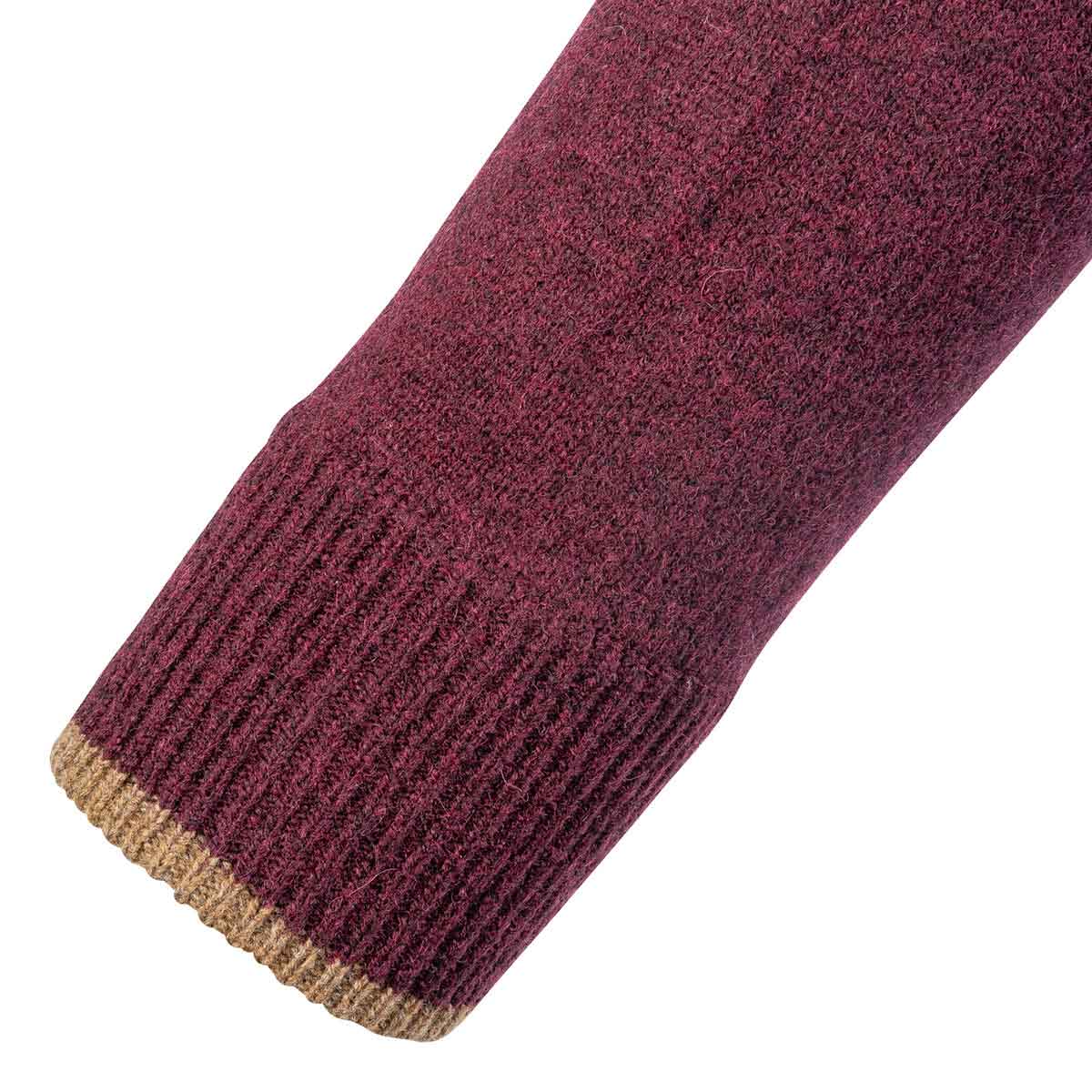 Jack Pyke Ashcombe Zipknit Pullover - plum cuff detail Jack Pyke Ashcombe Zipknit Pullover - plum cuff detail