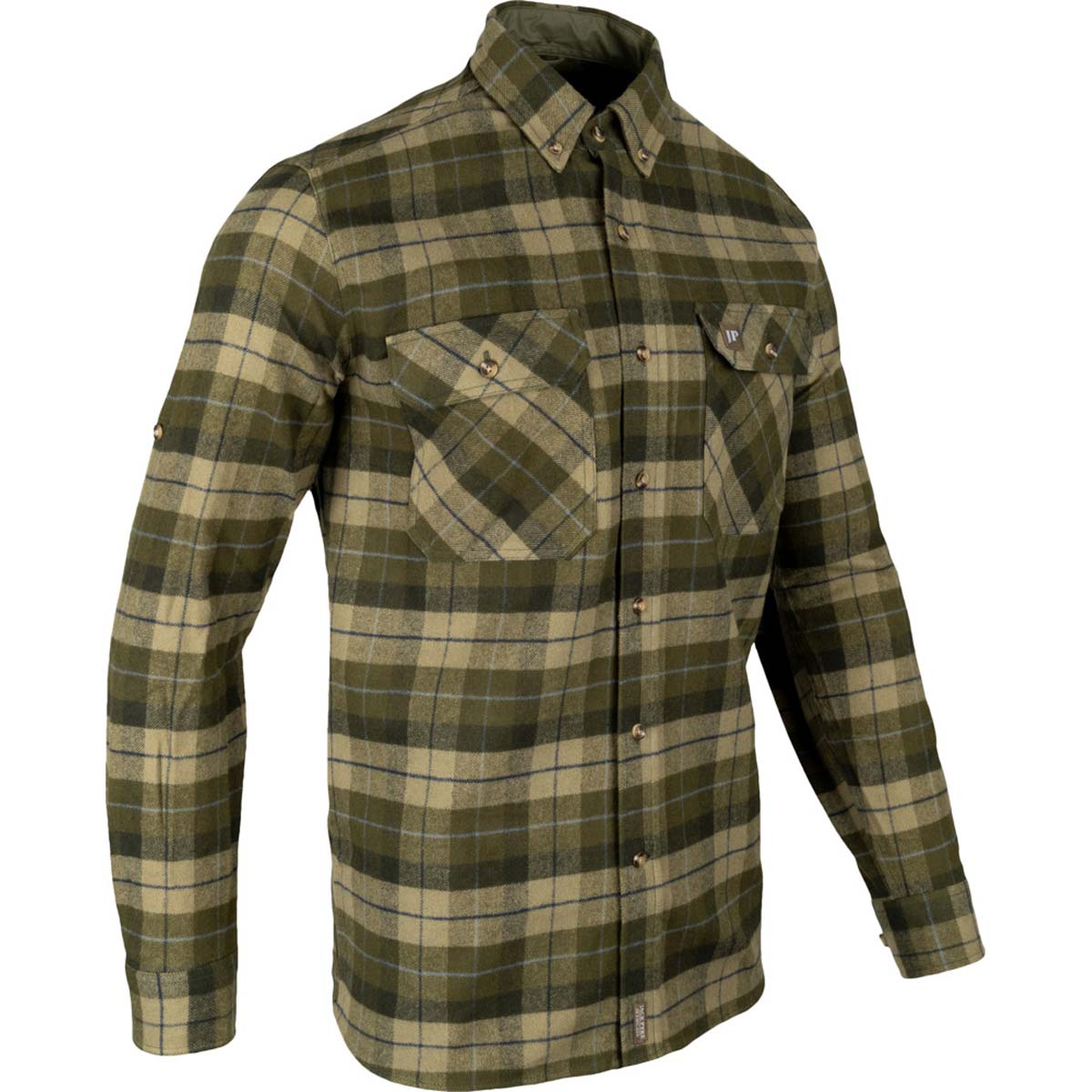 Jack Pyke Bleasdale Heavy Flannel Shirt - Green - Angle Jack Pyke Bleasdale Heavy Flannel Shirt - Green - Angle