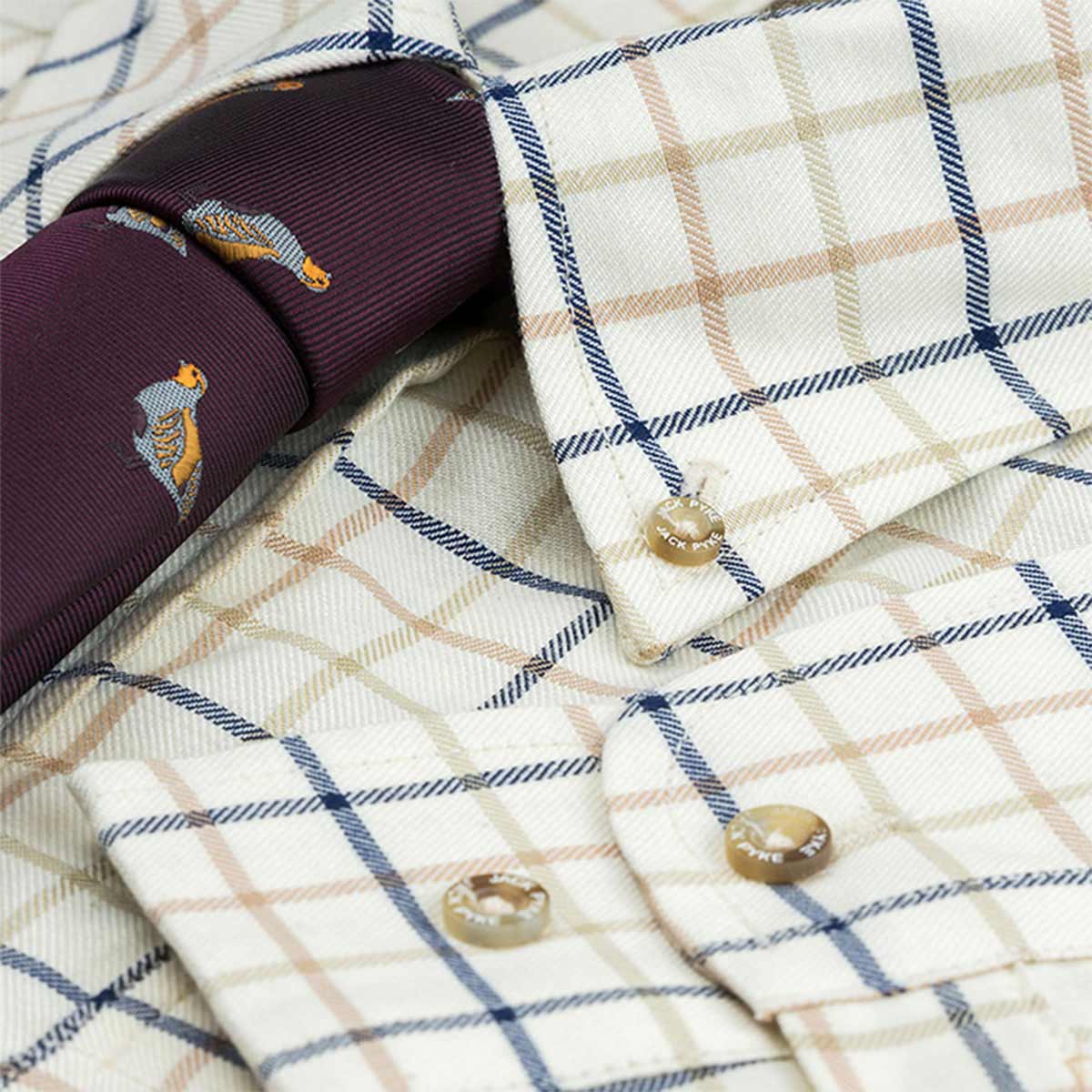 Jack Pyke Countryman Shirts - navy check with tie Jack Pyke Countryman Shirts - navy check with tie