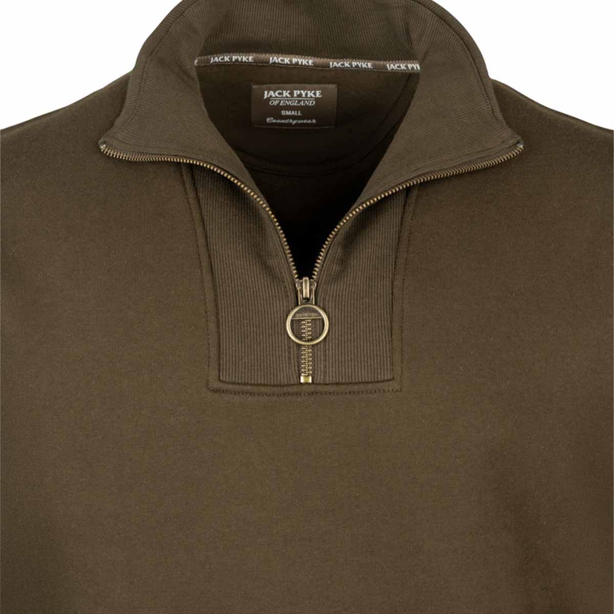 Jack Pyke Half Zip Sweatshirt - Dark Olive - Collar Jack Pyke Half Zip Sweatshirt - Dark Olive - Collar