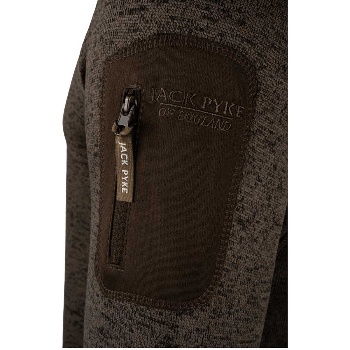 Jack Pyke Melange Quarter Zip Fleece - brown arm pocket Jack Pyke Melange Quarter Zip Fleece - brown arm pocket