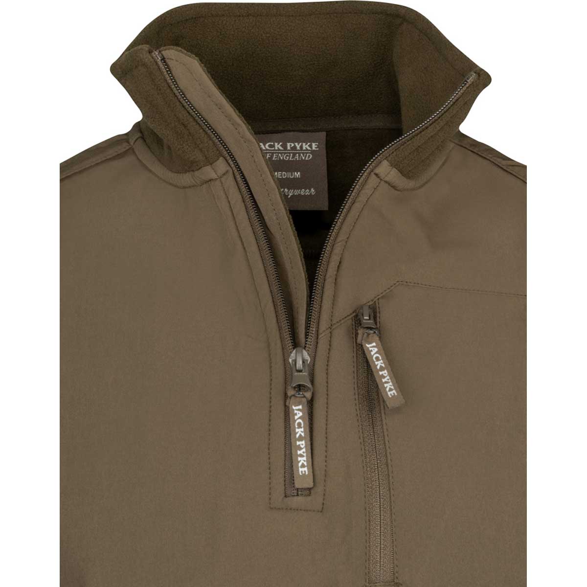 Jack Pyke Rannock Fleece Pullover - Dark Olive - Neck detail Jack Pyke Rannock Fleece Pullover - Dark Olive - Neck detail