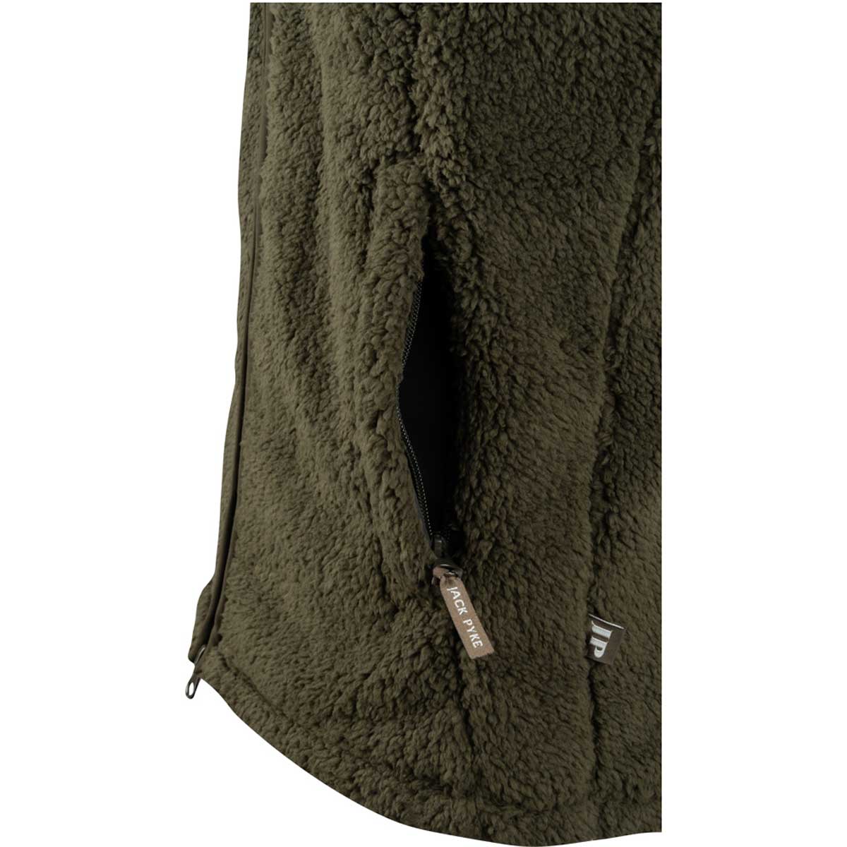Jack Pyke Sherpa Fleece Gilet - dark olive pocket detail Jack Pyke Sherpa Fleece Gilet - dark olive pocket detail