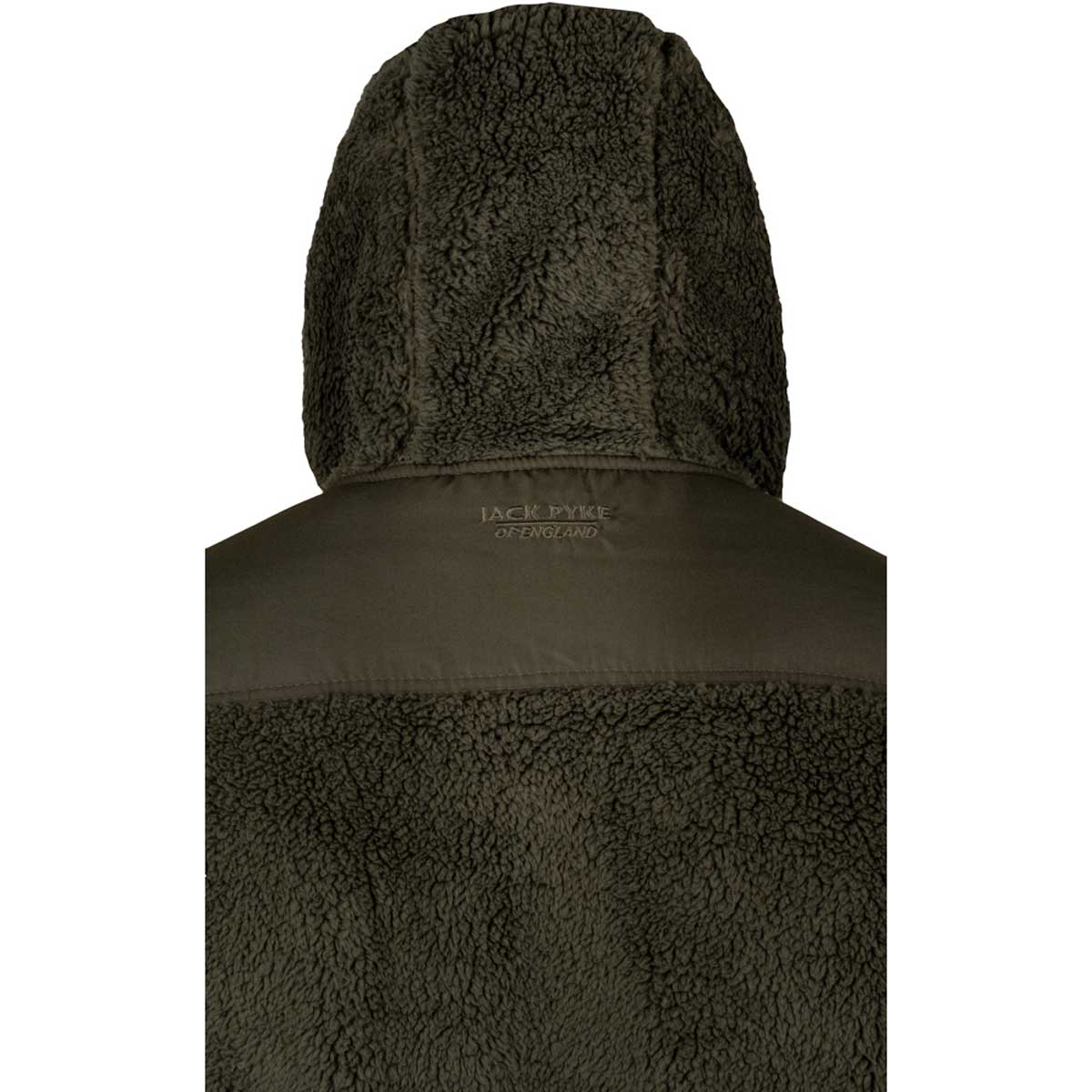 Jack Pyke Sherpa Fleece Hoodie Gen 2 - dark olive logo detail Jack Pyke Sherpa Fleece Hoodie Gen 2 - dark olive logo detail