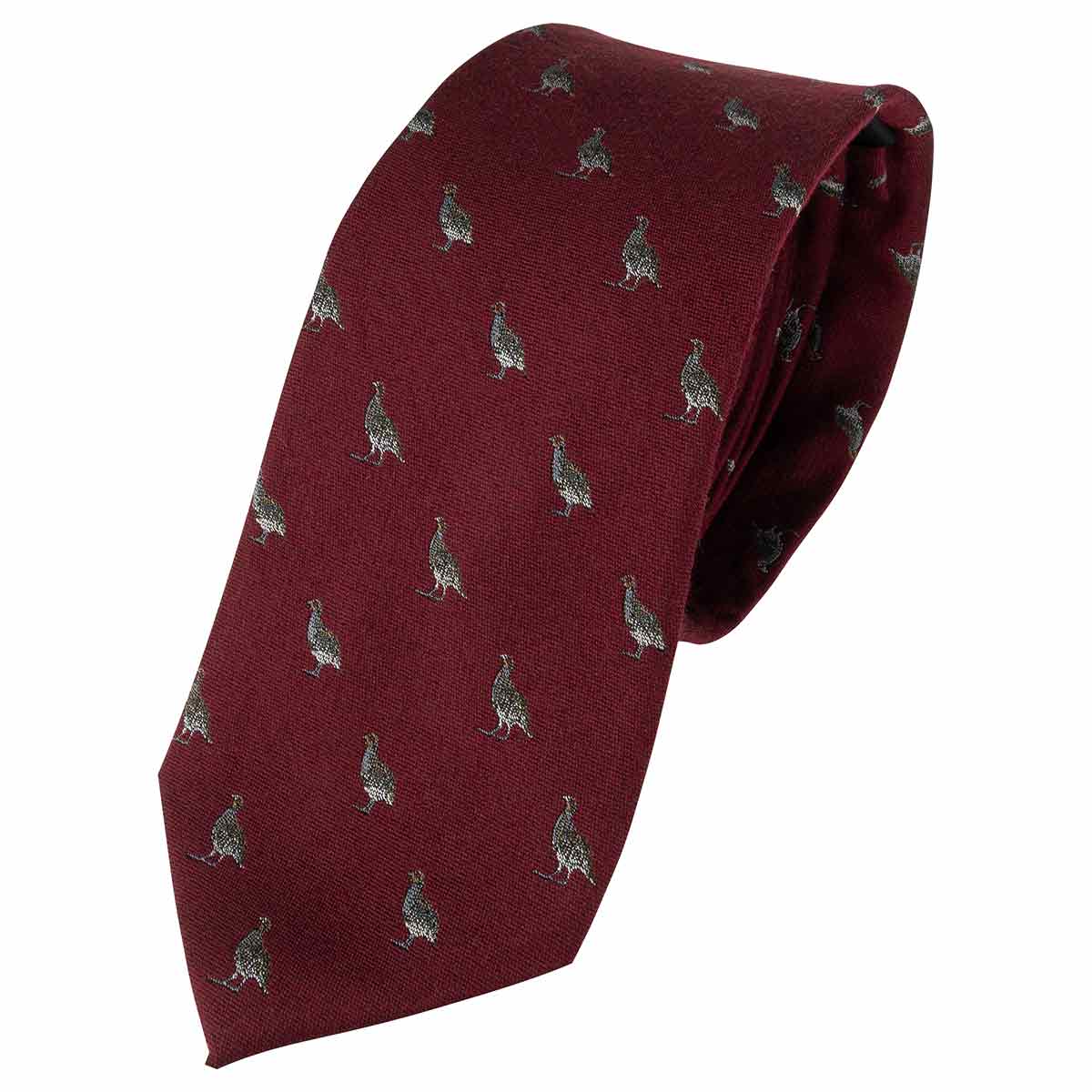 Jack Pyke Silk Tie Partridge Burgundy Jack Pyke Silk Tie Partridge Burgundy