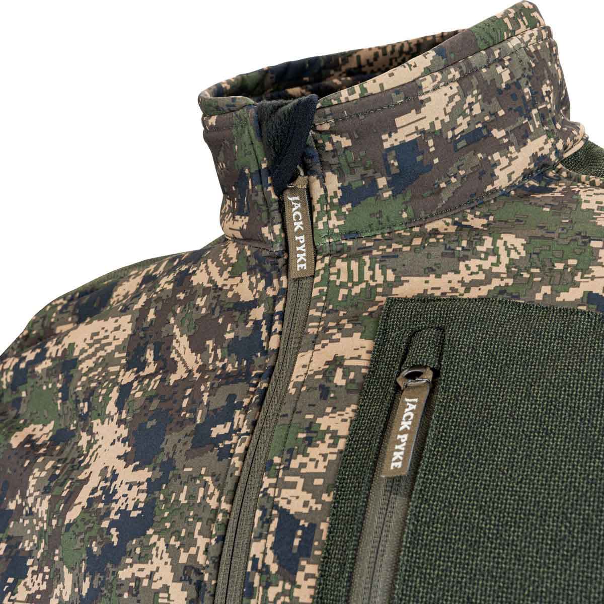 Jack Pyke Softshell Jacket Digicam - neck detail Jack Pyke Softshell Jacket Digicam - neck detail