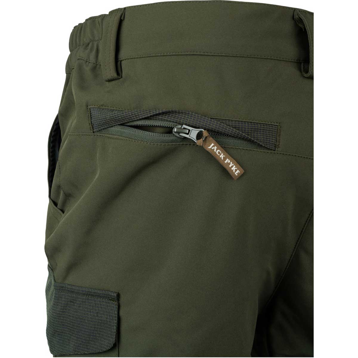 Jack Pyke Softshell Trousers - rear pocket detail Jack Pyke Softshell Trousers - rear pocket detail