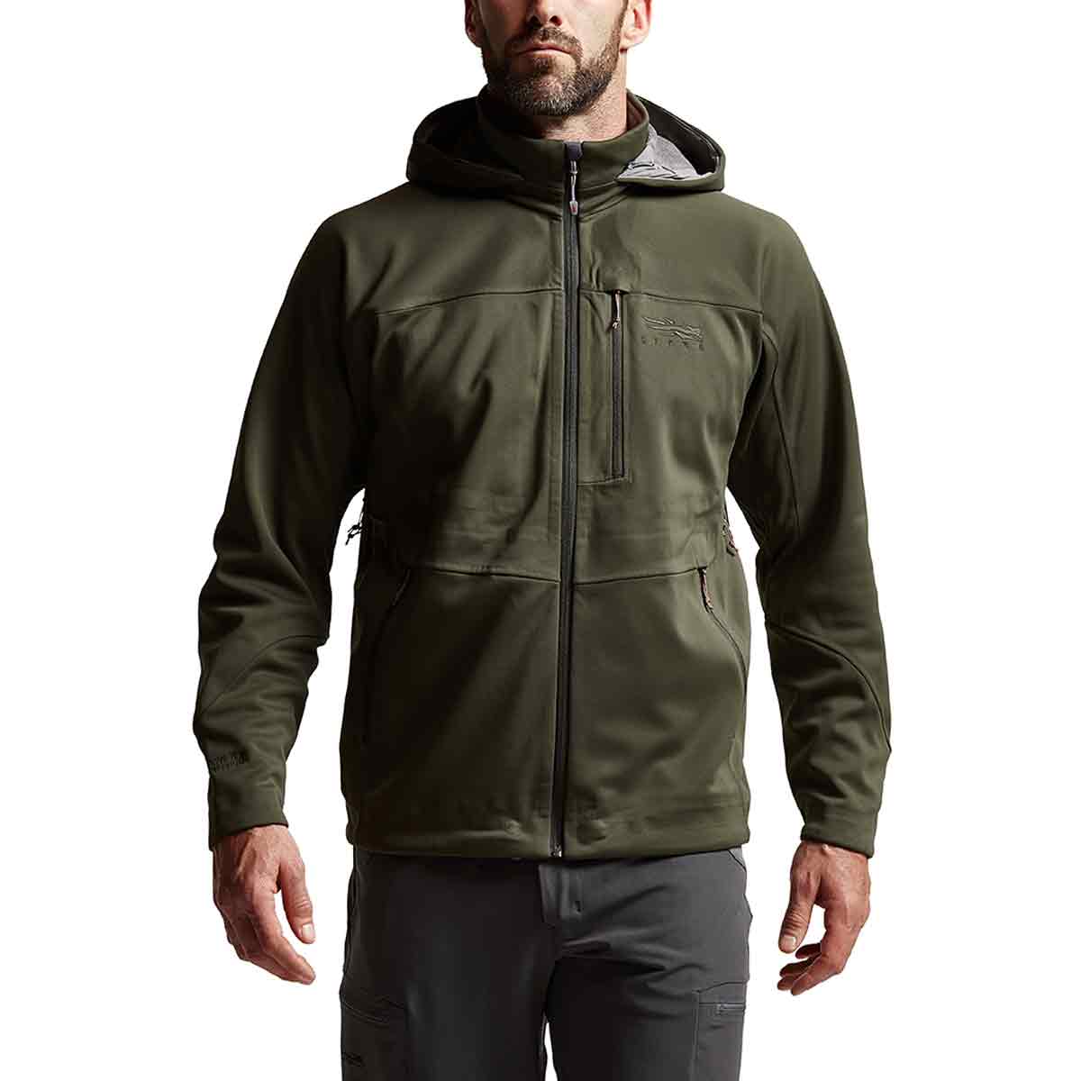Sitka Jetstream Men's Shooting Jacket - Deep Lichen on model Sitka Jetstream Men's Shooting Jacket - Deep Lichen on model