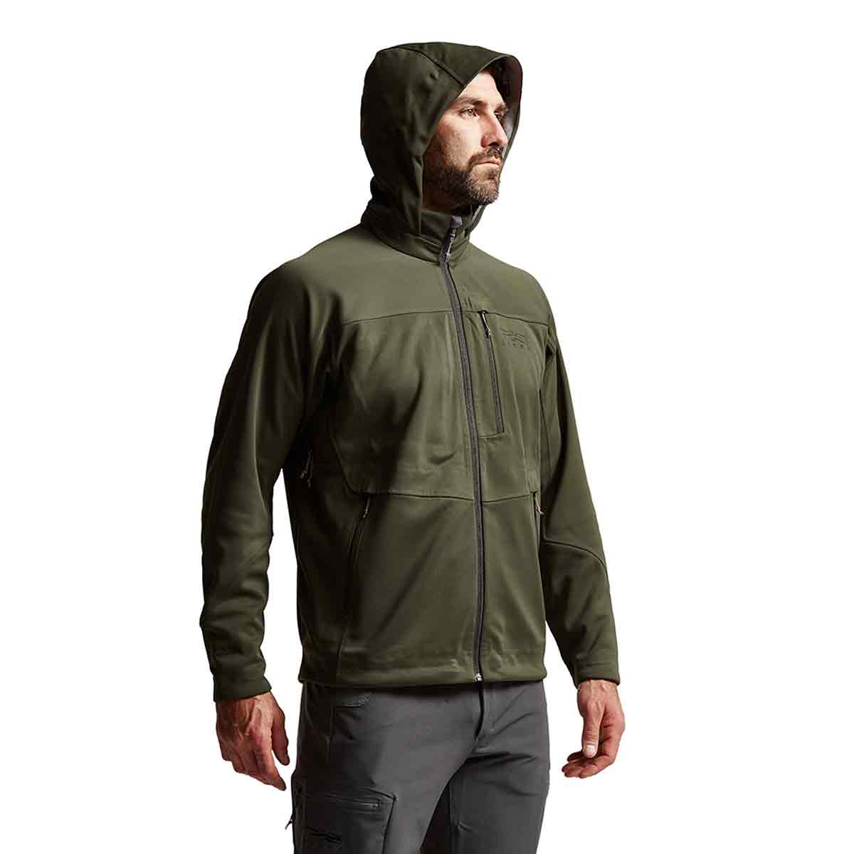 Sitka Jetstream Men's Shooting Jacket - Deep Lichen on model Sitka Jetstream Men's Shooting Jacket - Deep Lichen on model