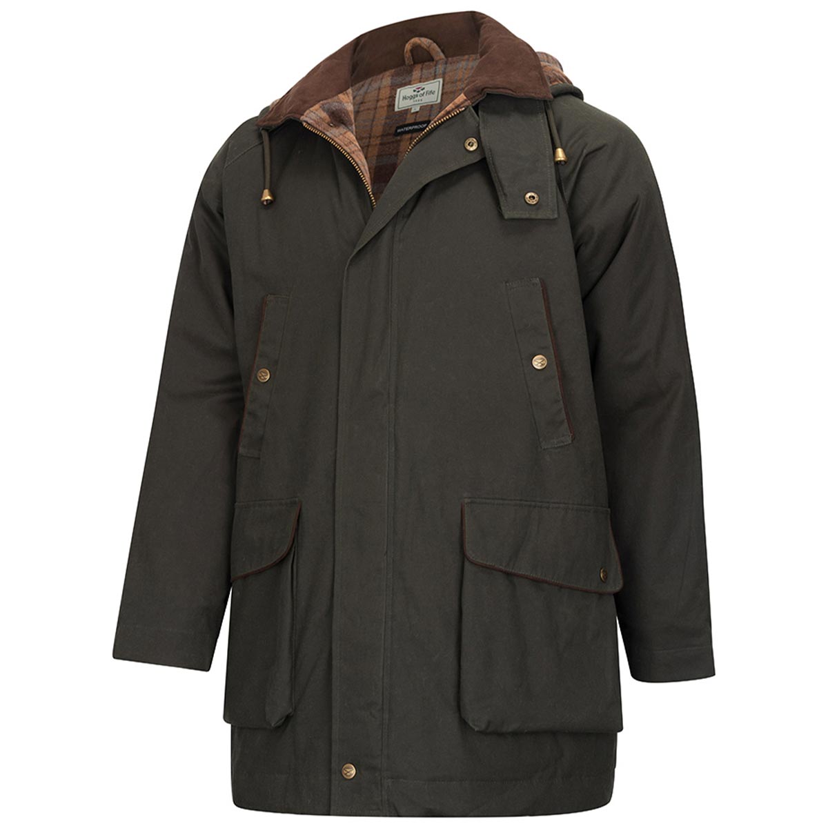 Hoggs of Fife Kelso Waterproof Padded Waxed Jacket - Mens - Front Hoggs of Fife Kelso Waterproof Padded Waxed Jacket - Mens - Front