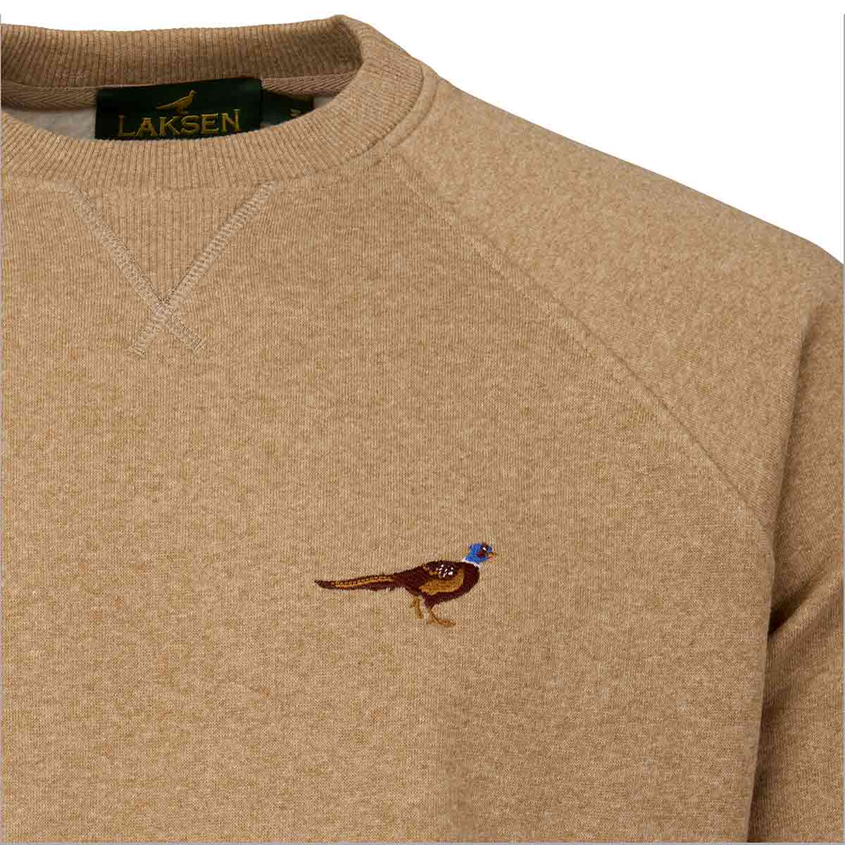 Laksen True Pheasant Logo Sweatshirt - Camel - Detail Laksen True Pheasant Logo Sweatshirt - Camel - Detail