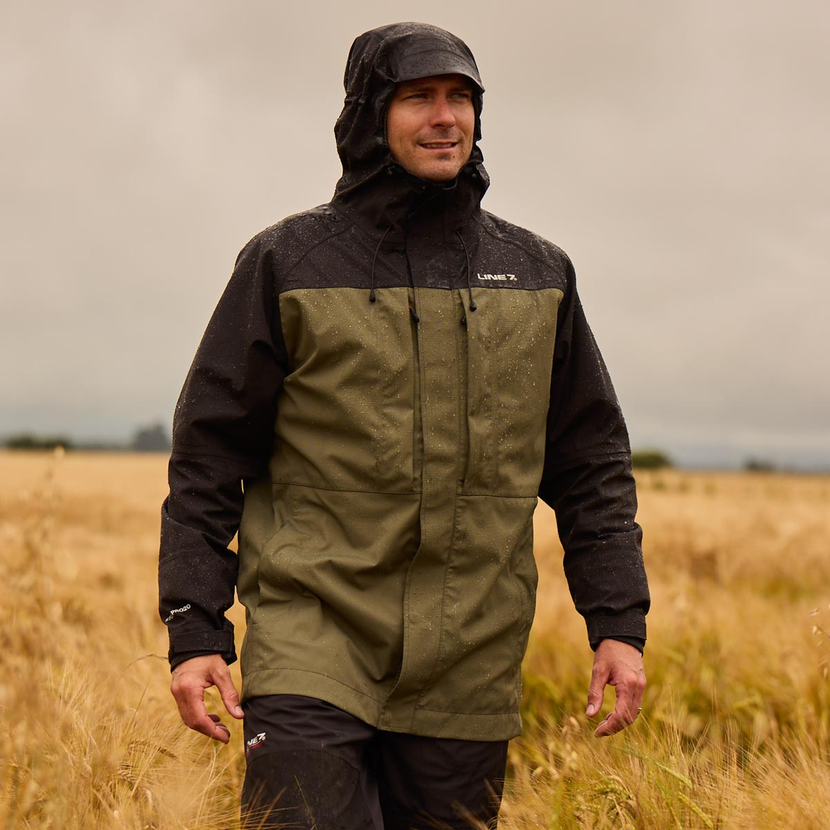 Line 7 Territory Storm Pro20 Waterproof 3 Layer Jacket - Moss - On Model Line 7 Territory Storm Pro20 Waterproof 3 Layer Jacket - Moss - On Model
