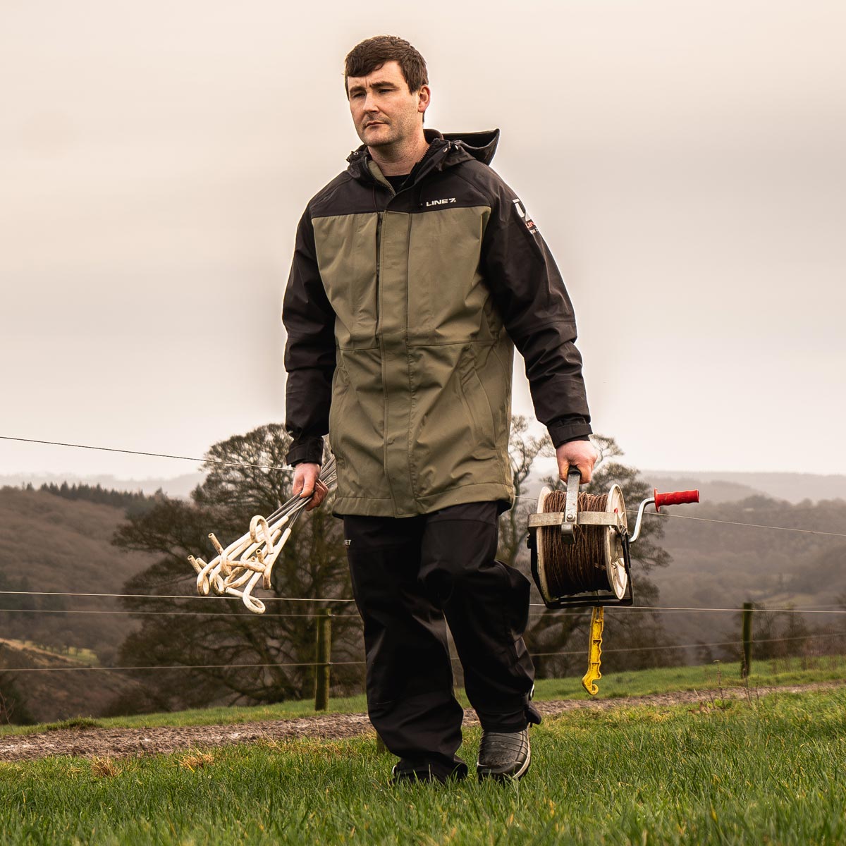 Line 7 Territory Storm Pro20 Waterproof 3 Layer Jacket - Moss - On Model Line 7 Territory Storm Pro20 Waterproof 3 Layer Jacket - Moss - On Model