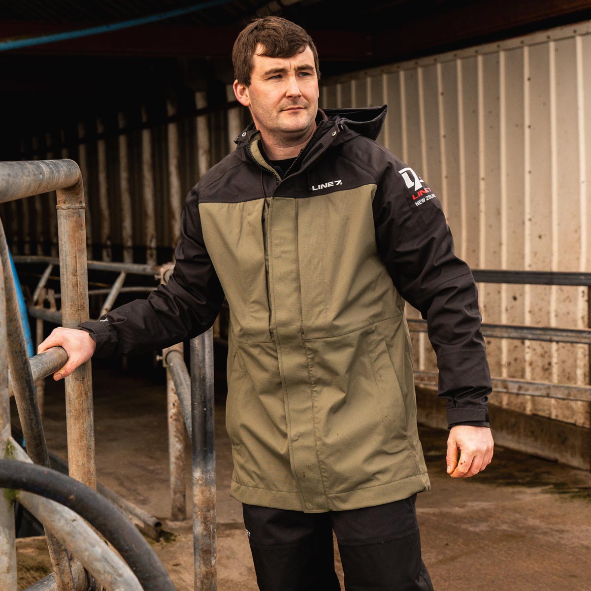 Line 7 Territory Storm Pro20 Waterproof 3 Layer Jacket - Moss - On Model Line 7 Territory Storm Pro20 Waterproof 3 Layer Jacket - Moss - On Model