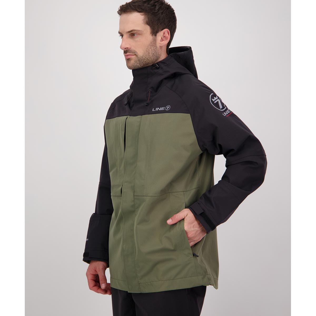 Line 7 Territory Storm Pro20 Waterproof 3 Layer Jacket - Moss - Side pockets Line 7 Territory Storm Pro20 Waterproof 3 Layer Jacket - Moss - Side pockets