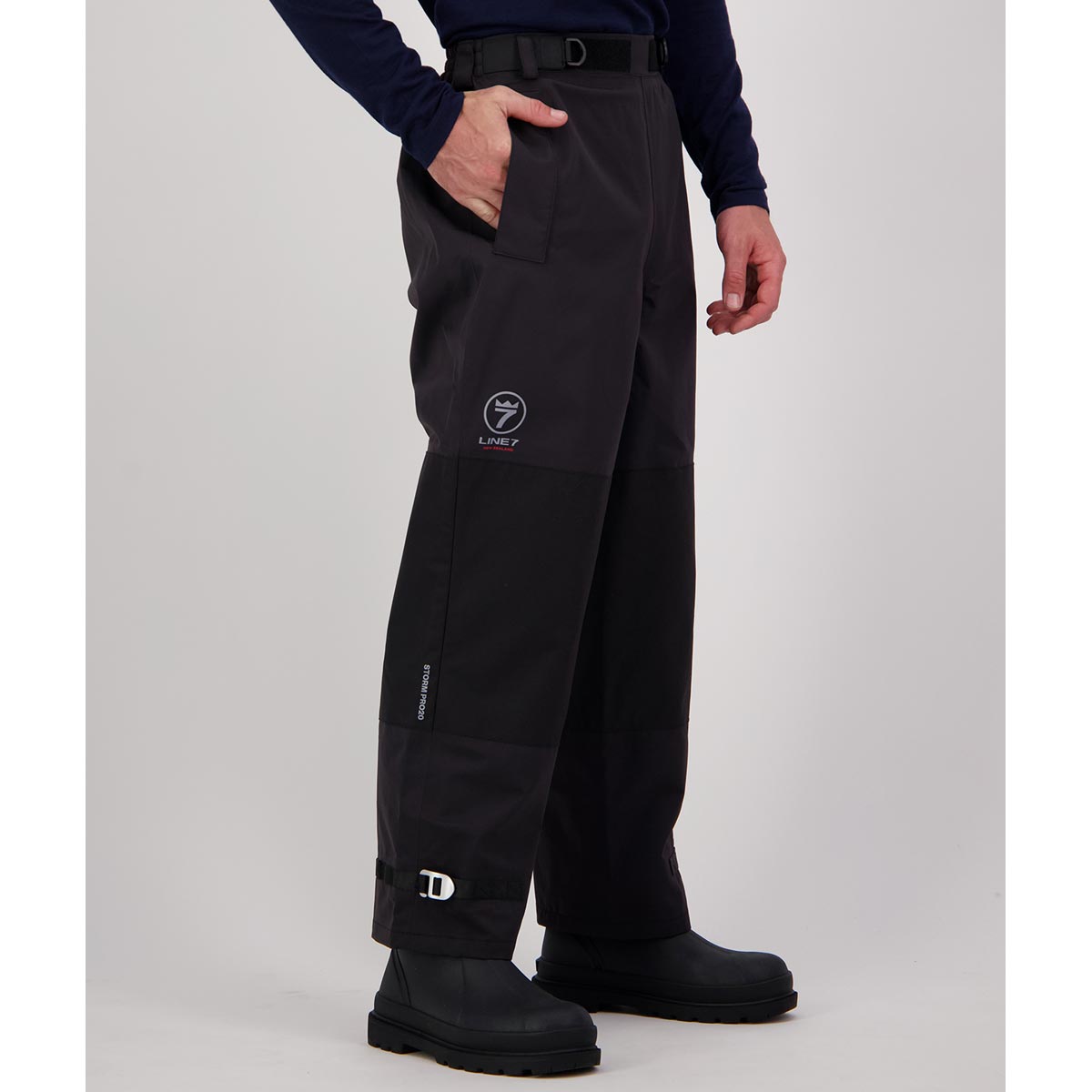 Line 7 Territory Storm Pro20 Waterproof 3 Layer Overtrousers - On Model - Side Pocket Line 7 Territory Storm Pro20 Waterproof 3 Layer Overtrousers - On Model - Side Pocket