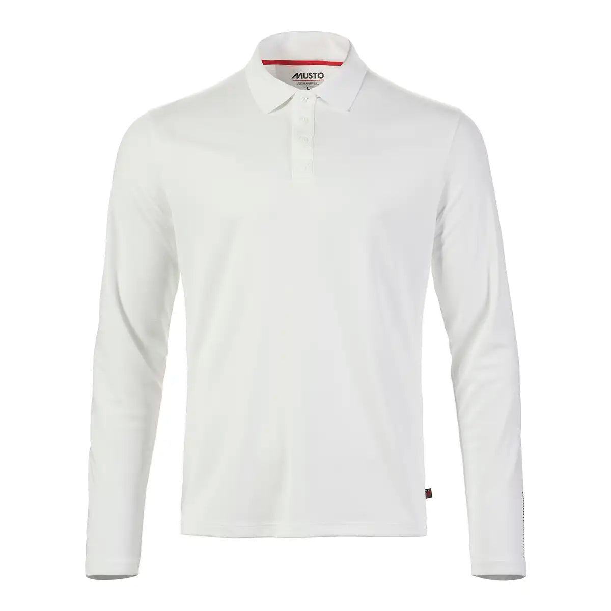 Musto Men's Evo Crew Sunblock Long-Sleeve Polo Shirt- White Musto Men's Evo Crew Sunblock Long-Sleeve Polo Shirt- White