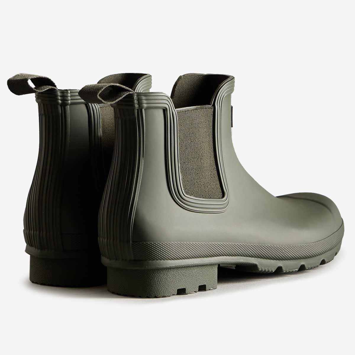 Hunter Men's Original Chelsea Wellington Boots - Dark Olive - Rear Hunter Men's Original Chelsea Wellington Boots - Dark Olive - Rear