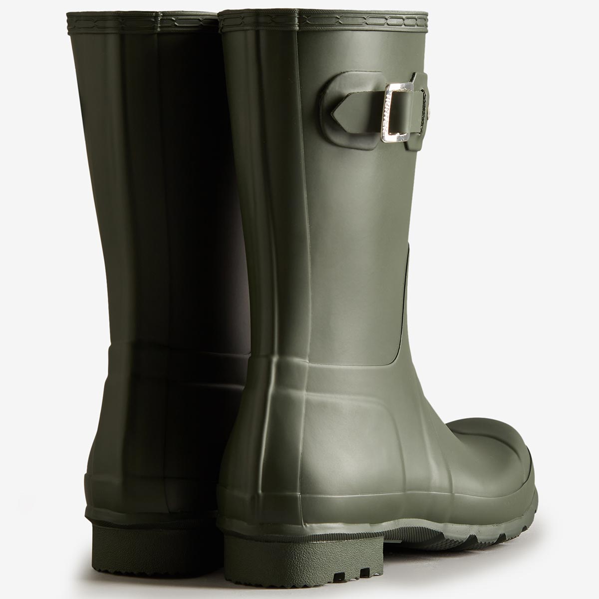 Hunter Men's Original Short Wellington Boots - Dark Olive - Rear Hunter Men's Original Short Wellington Boots - Dark Olive - Rear
