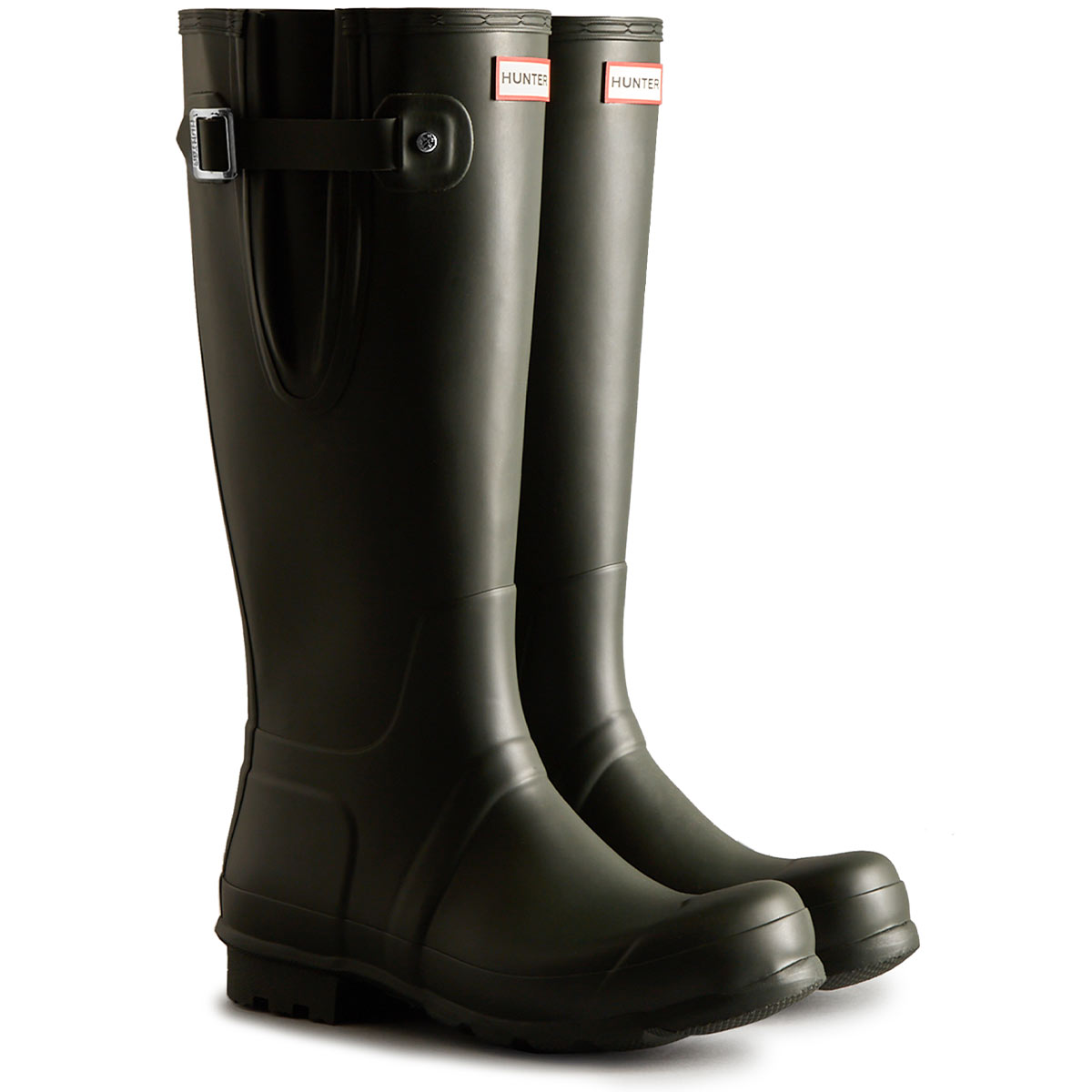 Hunter Men's Original Tall Side Adjustable Wellington Boots - Dark Olive Hunter Men's Original Tall Side Adjustable Wellington Boots - Dark Olive