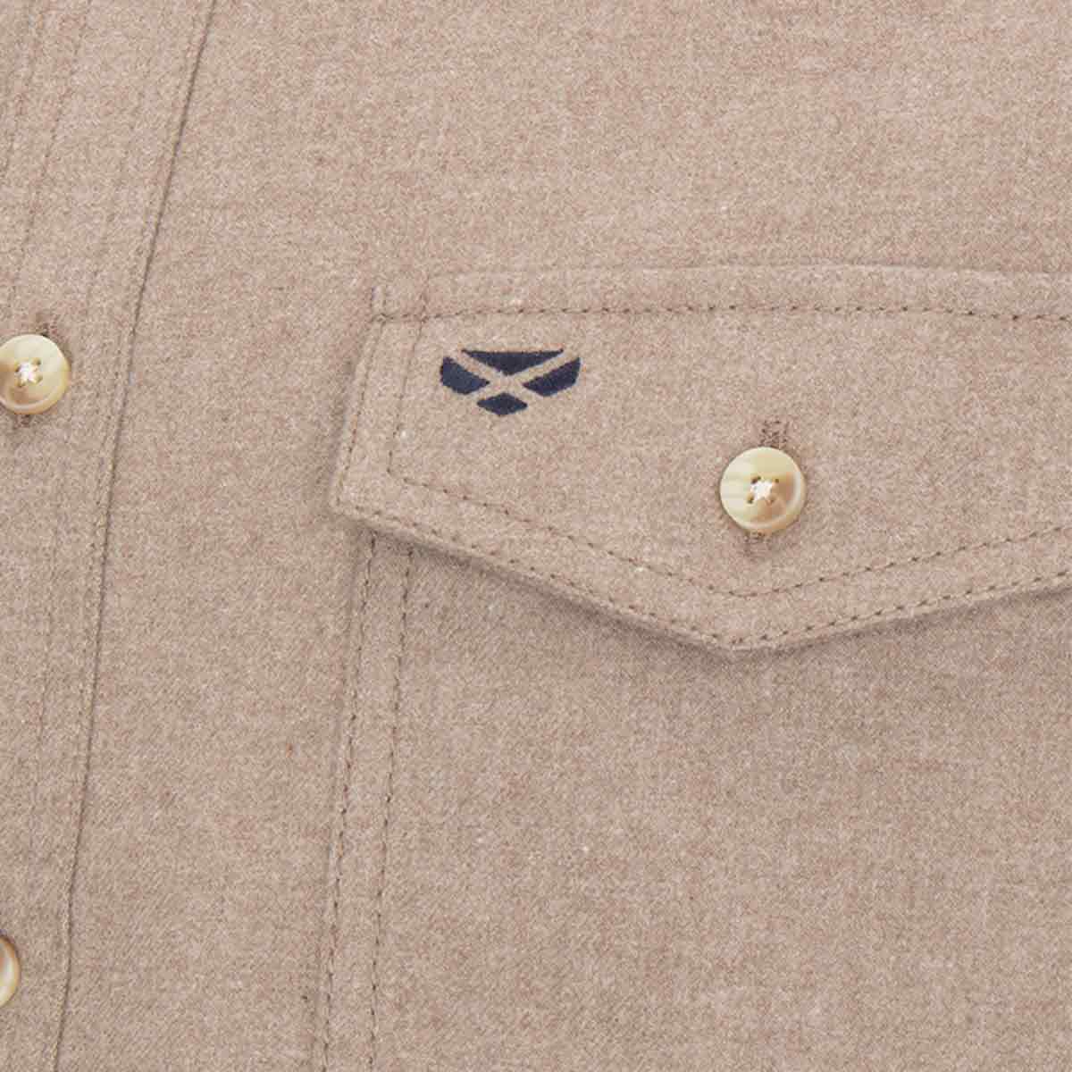 Hoggs of Fife Moy Moleskin Shirt - Oatmeal - Mens - Pocket - Front Hoggs of Fife Moy Moleskin Shirt - Oatmeal - Mens - Pocket - Front