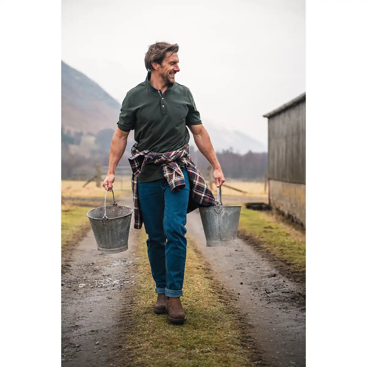 Hoggs of Fife Clyde Comfort Denim Jeans - Indigo Denim - Worn By Model Hoggs of Fife Clyde Comfort Denim Jeans - Indigo Denim - Worn By Model