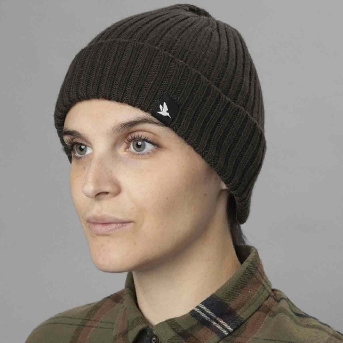 Seeland Norite Beanie - brown on model Seeland Norite Beanie - brown on model