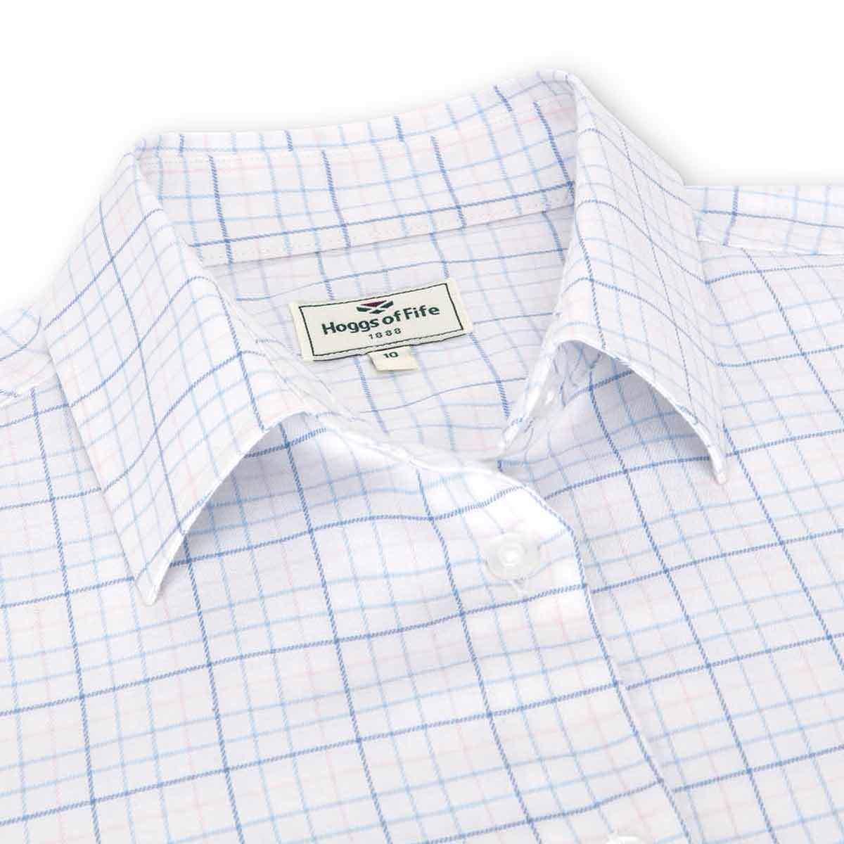 Hoggs of Fife Callie Shirt in White, Pink, Blue - Collar Hoggs of Fife Callie Shirt in White, Pink, Blue - Collar