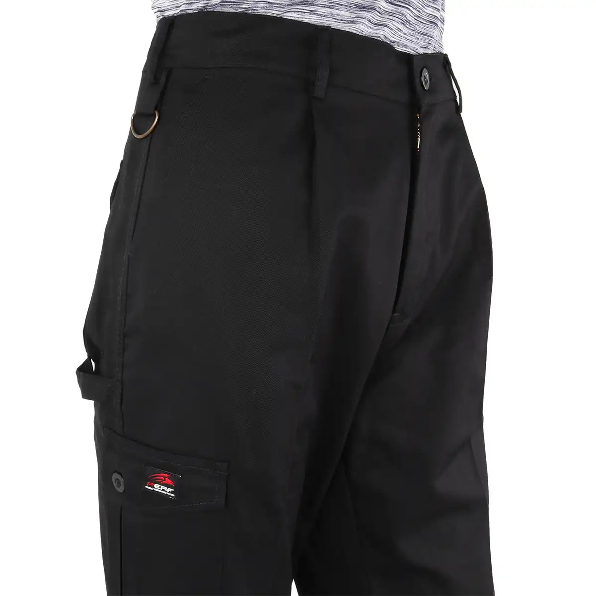 Perf Franklin Work Trousers - Front - Waist - Zip - Pockets - Black Perf Franklin Work Trousers - Front - Waist - Zip - Pockets - Black