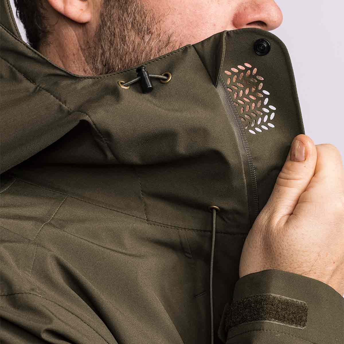 Pinewood Abisko 3L Jacket - Moss Green - Breathing Detail Pinewood Abisko 3L Jacket - Moss Green - Breathing Detail