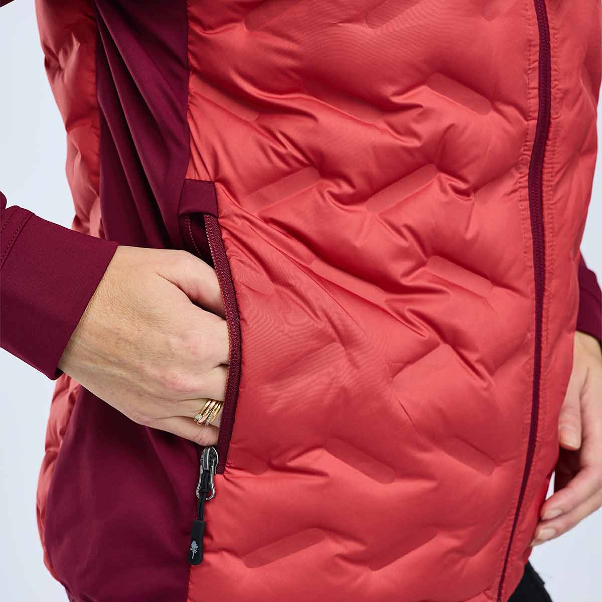 Pinewood Abisko Women's Insulation Hybrid Jacket - Brick Pink/Burgundy - Pocket Pinewood Abisko Women's Insulation Hybrid Jacket - Brick Pink/Burgundy - Pocket
